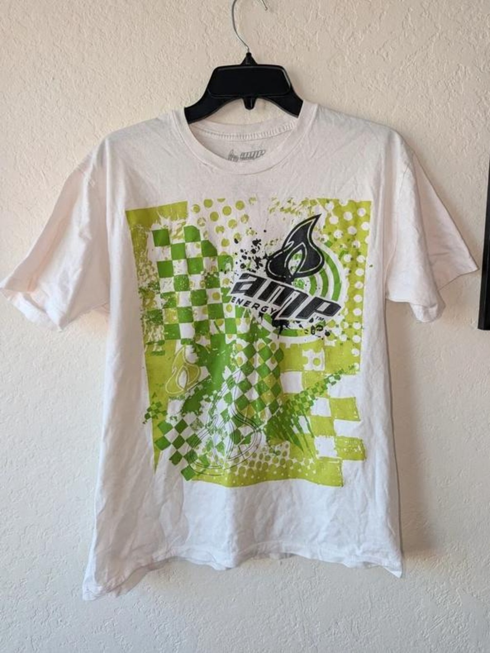 AMP Energy White Short Sleeve Graphic Tee with Lime Print